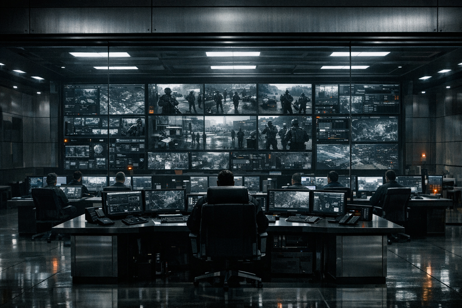 Centre de commandement TEC1 et murs de surveillance.